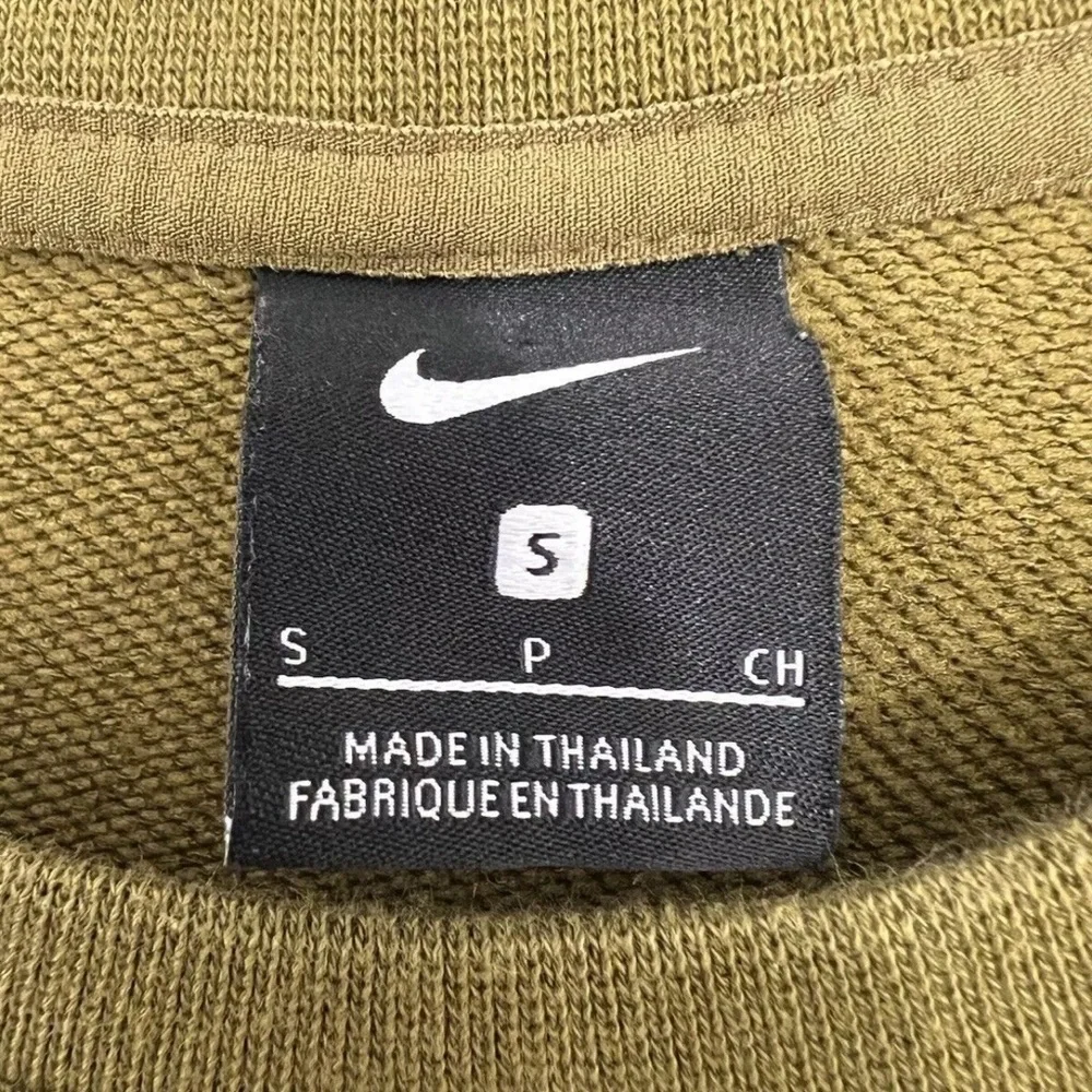 Nike Green Sherpa textured big logo Oversized Cropped Crew neck Sweatshirt